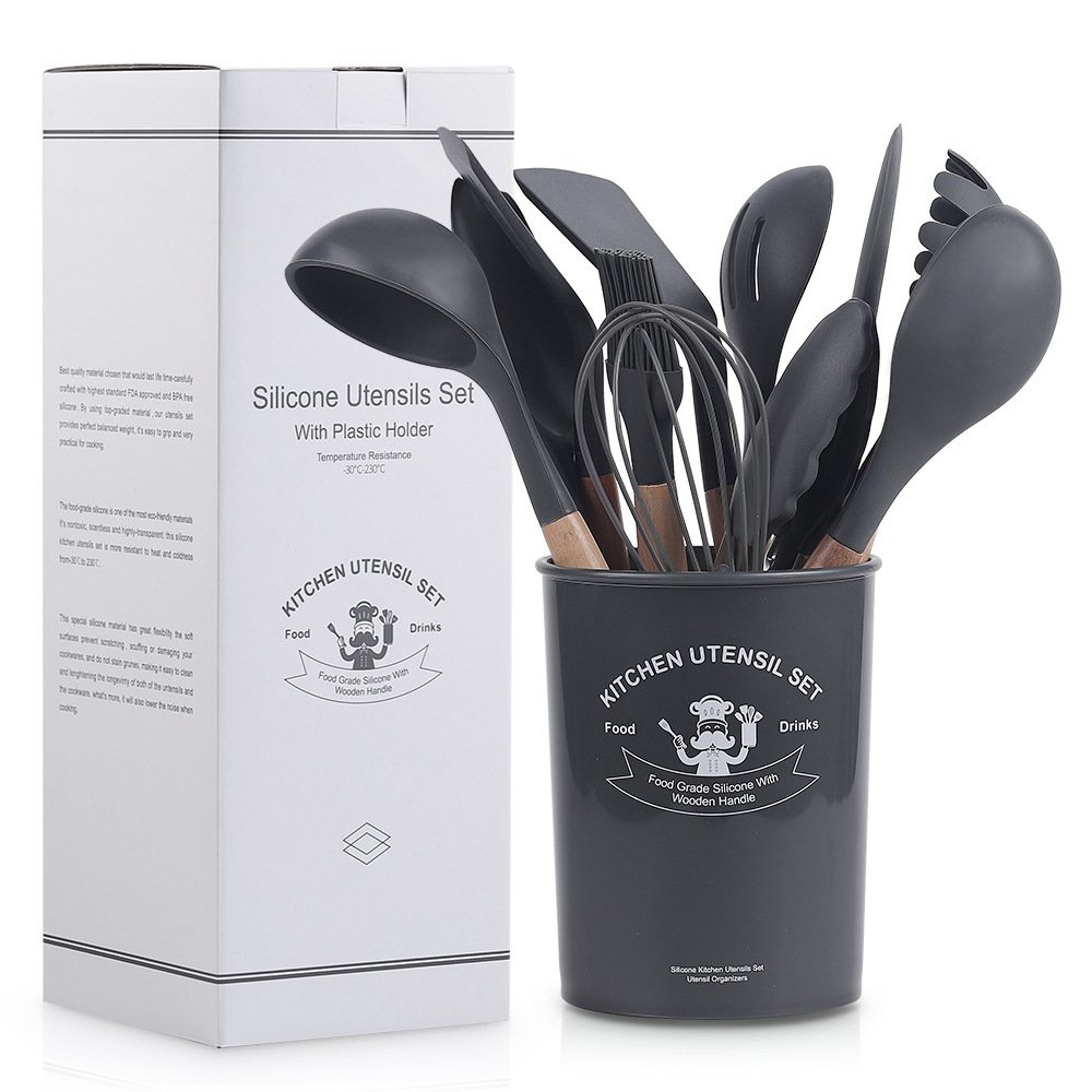 Food safe heat-resistant 12pcs kitchen appliances and utensils silicone cocina kitchen cooking tools set utensils not stick
