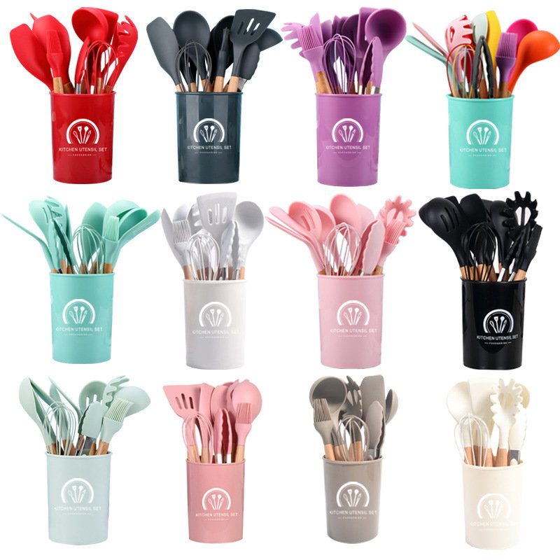 Food safe heat-resistant 12pcs kitchen appliances and utensils silicone cocina kitchen cooking tools set utensils not stick