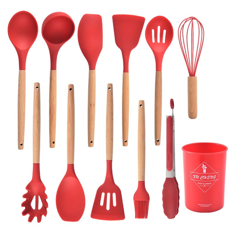 Food safe heat-resistant 12pcs kitchen appliances and utensils silicone cocina kitchen cooking tools set utensils not stick