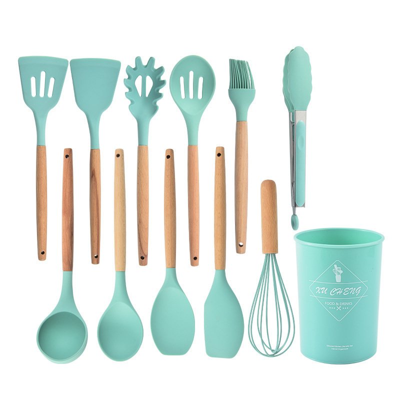 Food safe heat-resistant 12pcs kitchen appliances and utensils silicone cocina kitchen cooking tools set utensils not stick