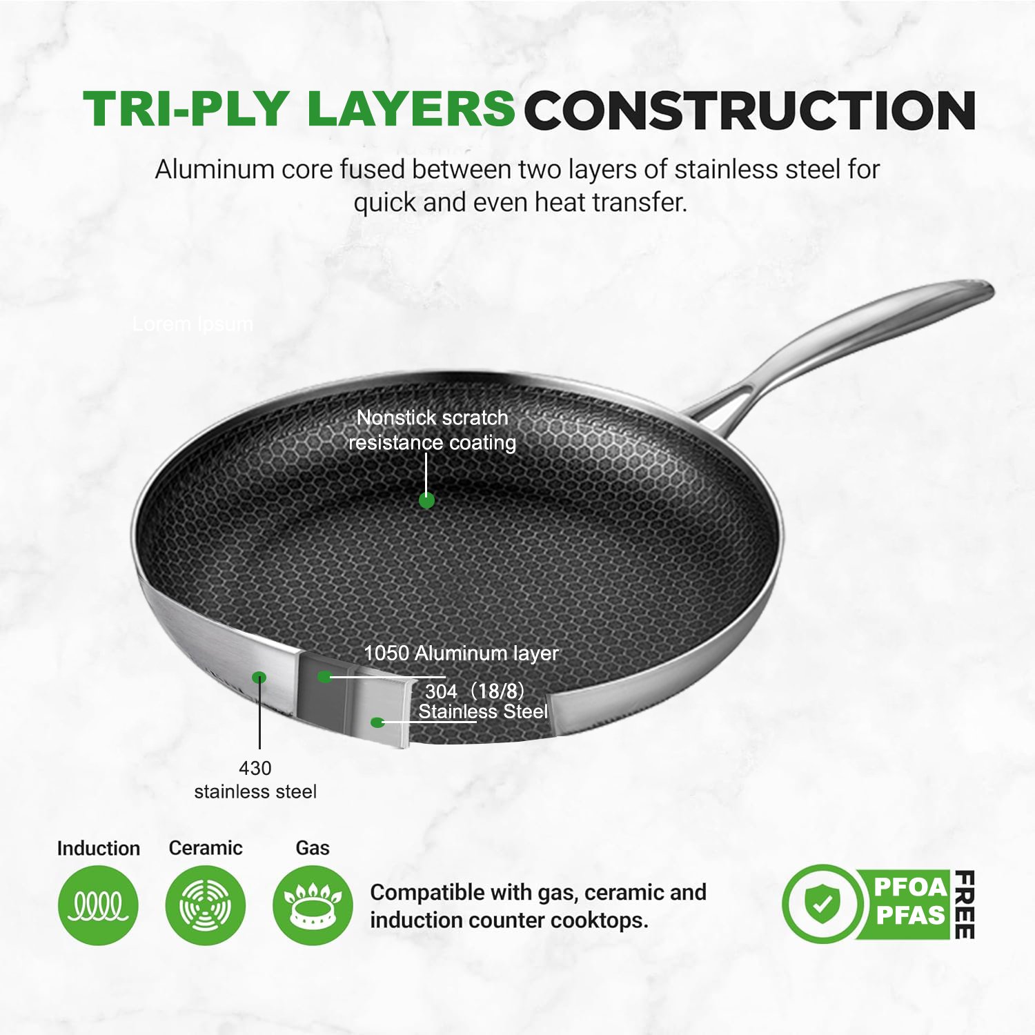 Hot Sale 3-ply Stainless Steel Honeycomb Kitchenware Non Stick Cooking Cookware Set Germany Pot Set Kitchen Pots And Pans