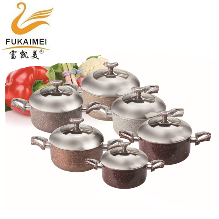 10pcs Nonstick Marble Cookware Set Stainless Steel with Glass Cover Double Handle Feature Eco Material Origin Type