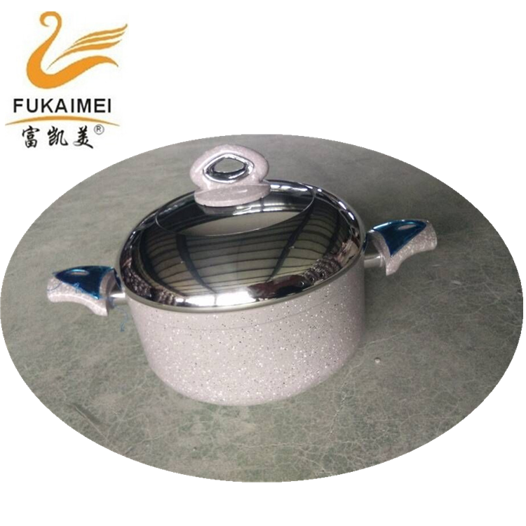 10pcs Nonstick Marble Cookware Set Stainless Steel with Glass Cover Double Handle Feature Eco Material Origin Type