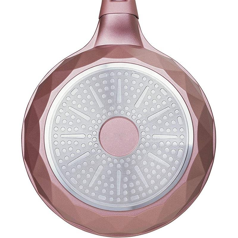New 16pcs Pink Non-Stick Diamond Cookware Set Aluminum Pot Set Large Capacity Cookware Set