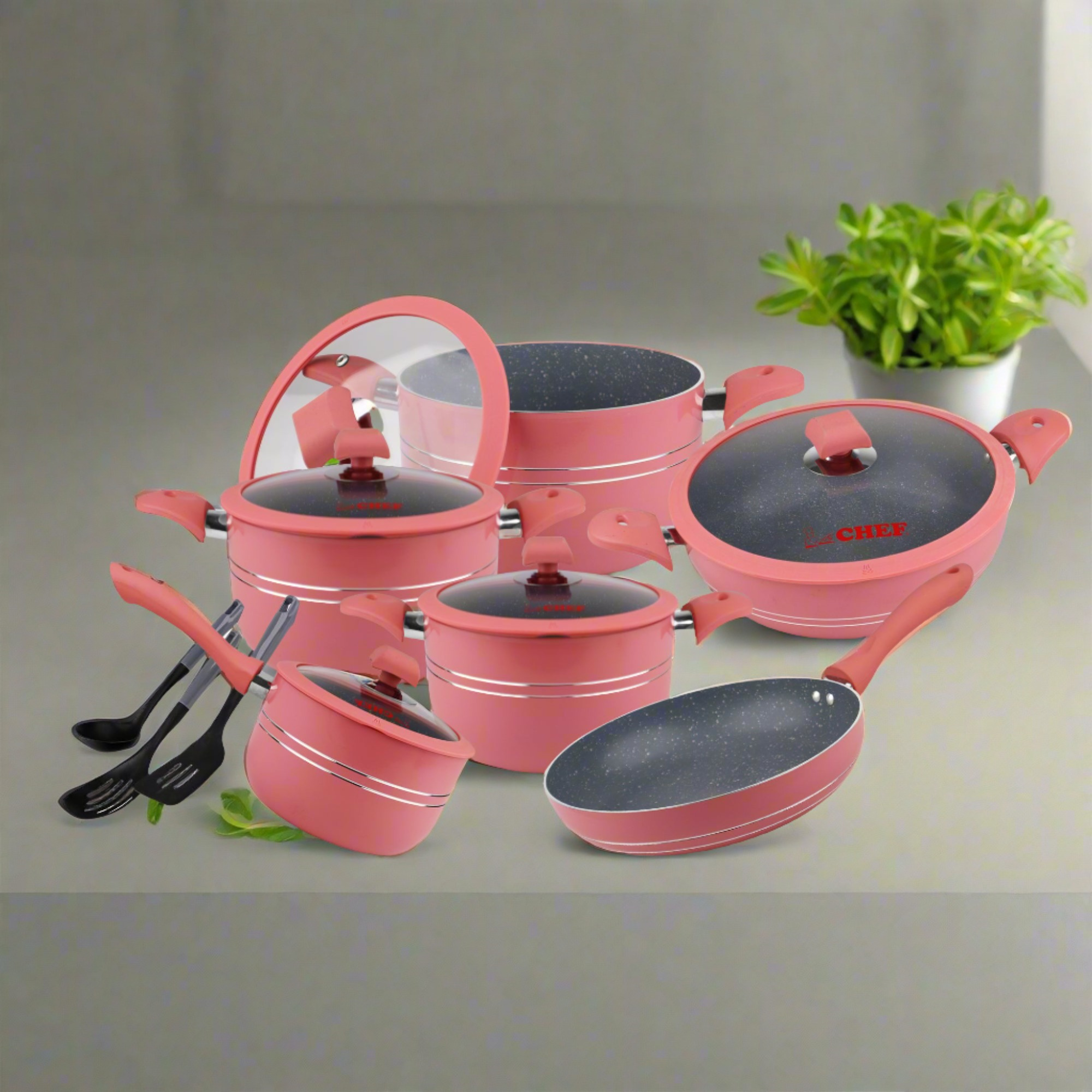 Chef High Quality Nonstick Kitchen Set / Cookware Set - 325 _ Signature Series 14 Pcs New Classic Design