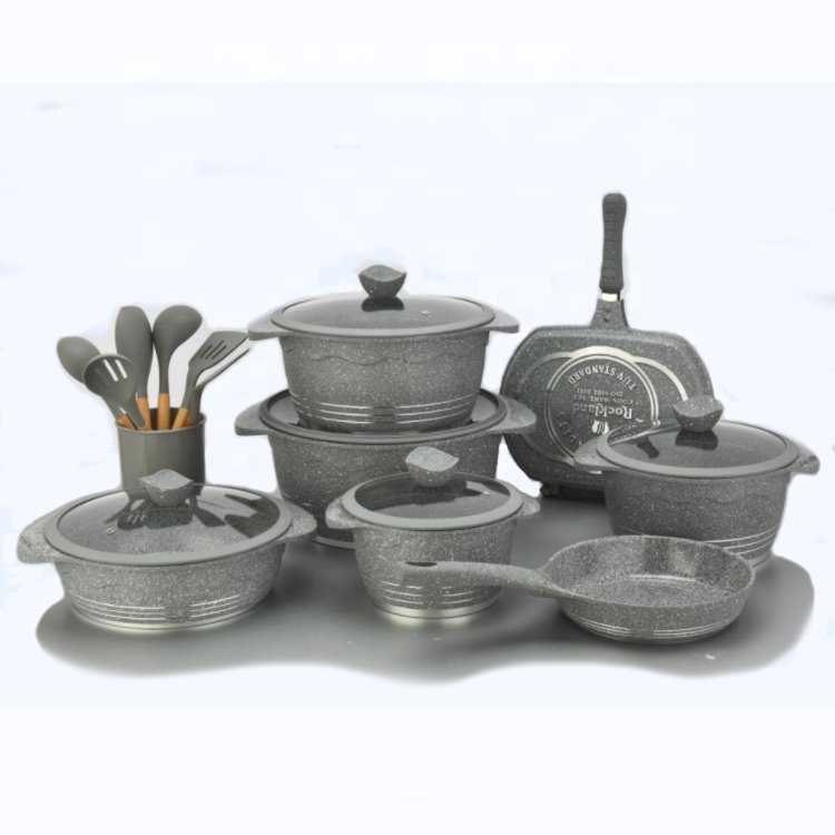 Phisma Top Selling 22PCS Die-cast Aluminum Cookware Sets With Grainte Coating Induction Cooking Pots