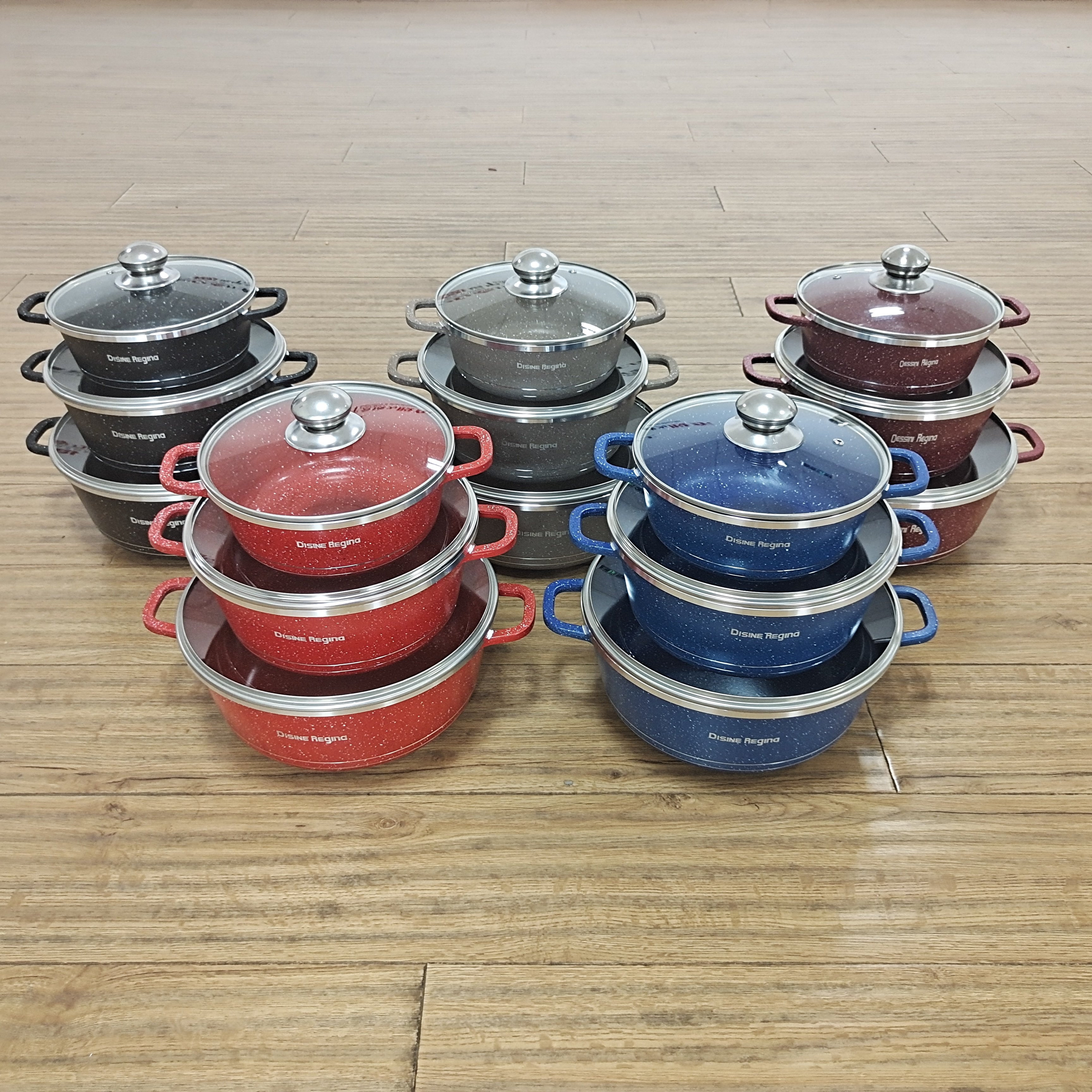 Cookercool Kitchen Cooking sets Enamel Cast Iron Pans and Pots Non Stick Frying Pan Casserole Cookware Sets