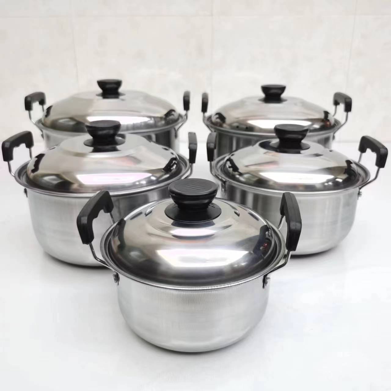 Hot sale Stainless Steel Cookware Set 10pcs Kitchen Soup Cooking Pot Set For Cooking