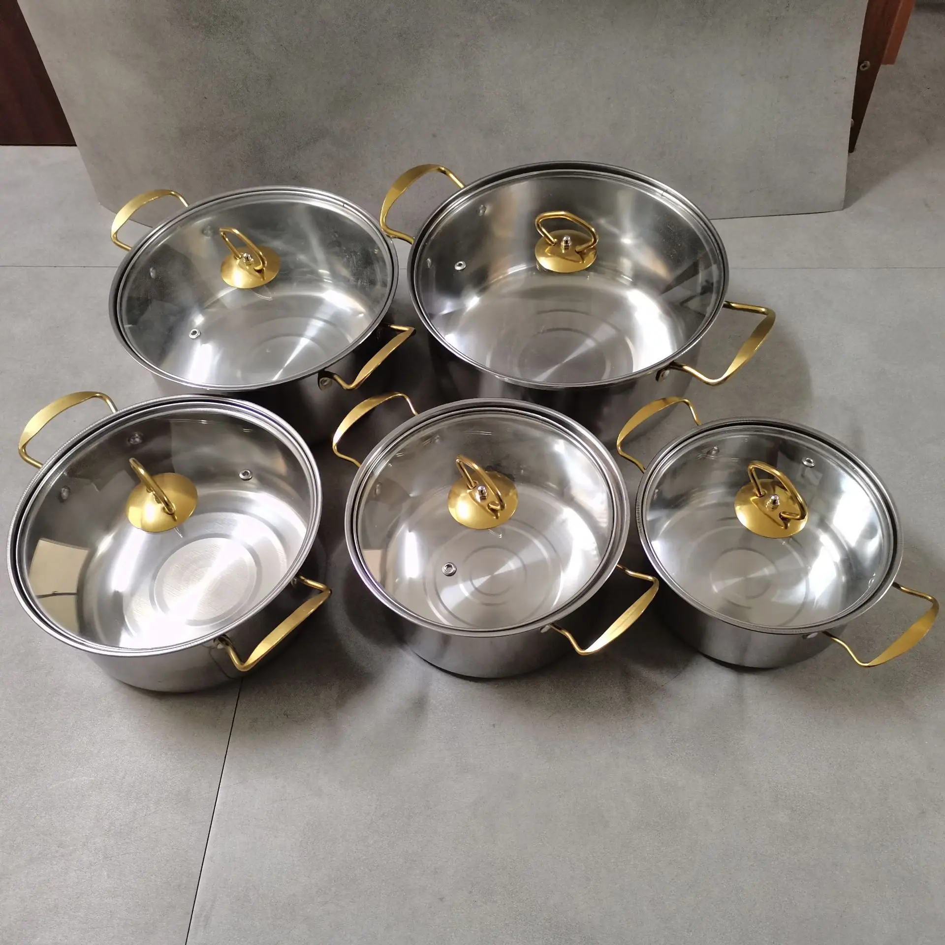 Hedan Factory 10 pieces cooking pot set multi-function stainless steel cookware set