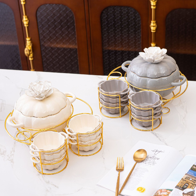 Stock Flower ceramic nonstick cookware set with Candle Warmer large baking trays for Home Use