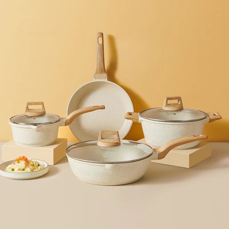 Hot New Kitchen Cookware Set Aluminum Granite Non-stick Pot Set Healthy Cookware Combination