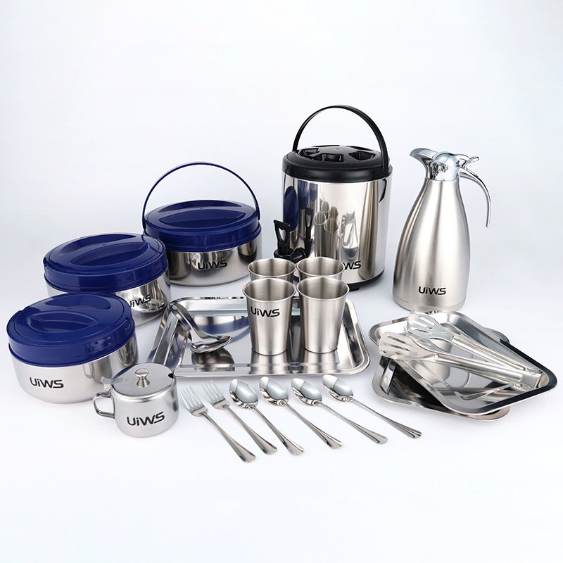 Hot sale stainless steel cookware set food container insulation cup plate 21 set kitchenware