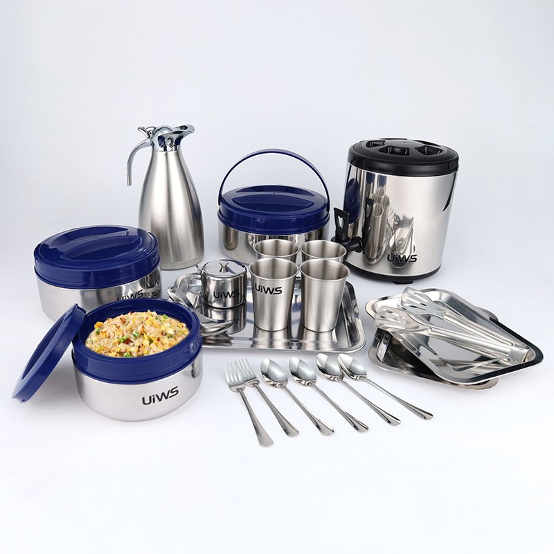 Hot sale stainless steel cookware set food container insulation cup plate 21 set kitchenware