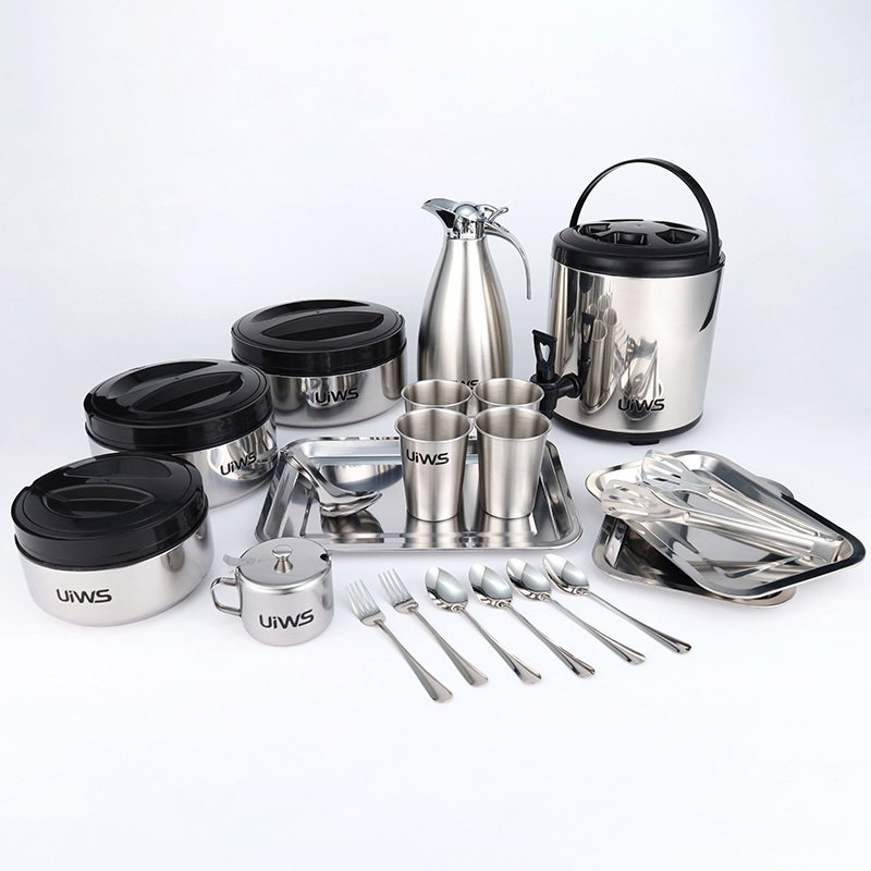 Hot sale stainless steel cookware set food container insulation cup plate 21 set kitchenware