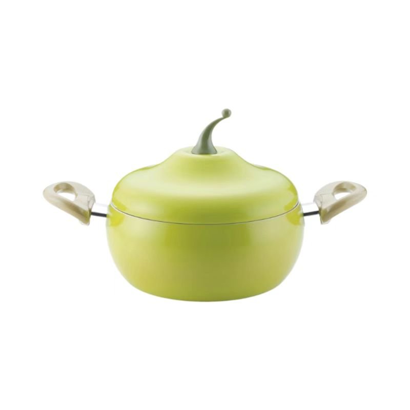 High quality wholesale non stick cookware set 20cm cooking pot fry soup milk fruit shape pot double ear with lids