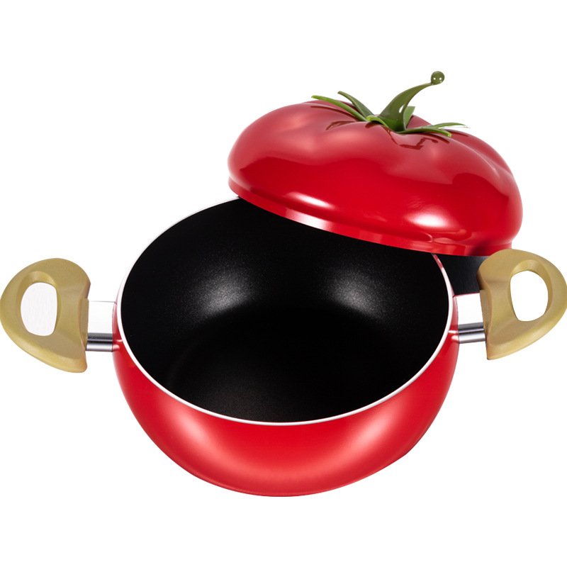 High quality wholesale non stick cookware set 20cm cooking pot fry soup milk fruit shape pot double ear with lids