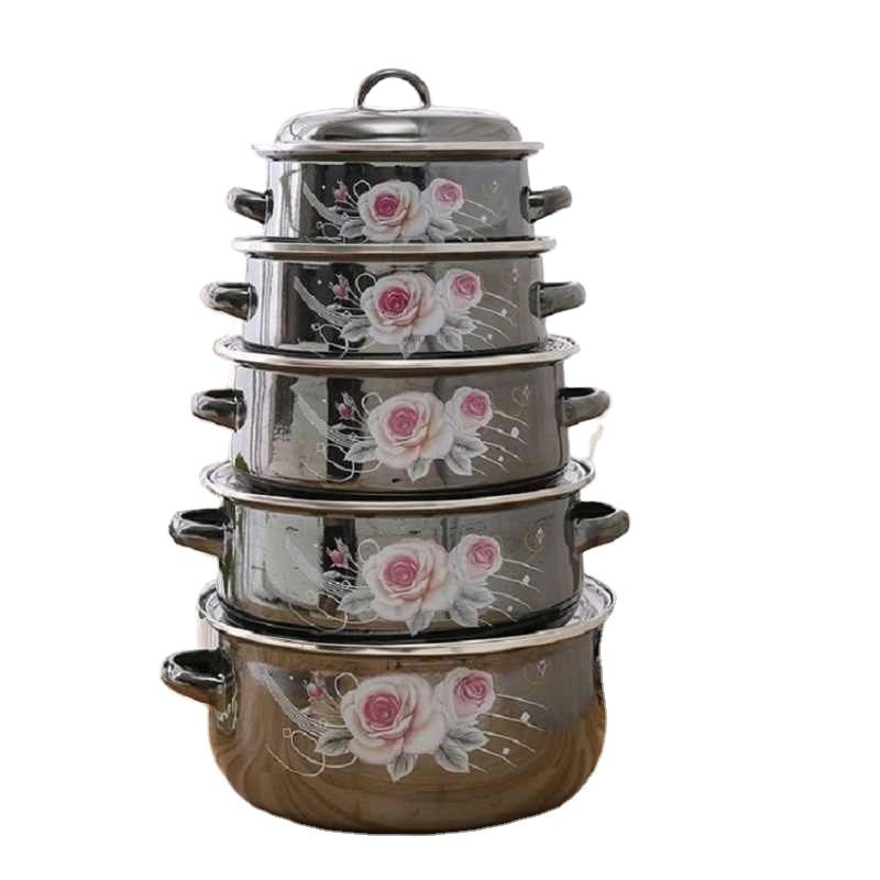 Solid Mirror polish Enamel Casserole Sets 12/14/16/18/20/22/24/26cm Enamel cookware sets
