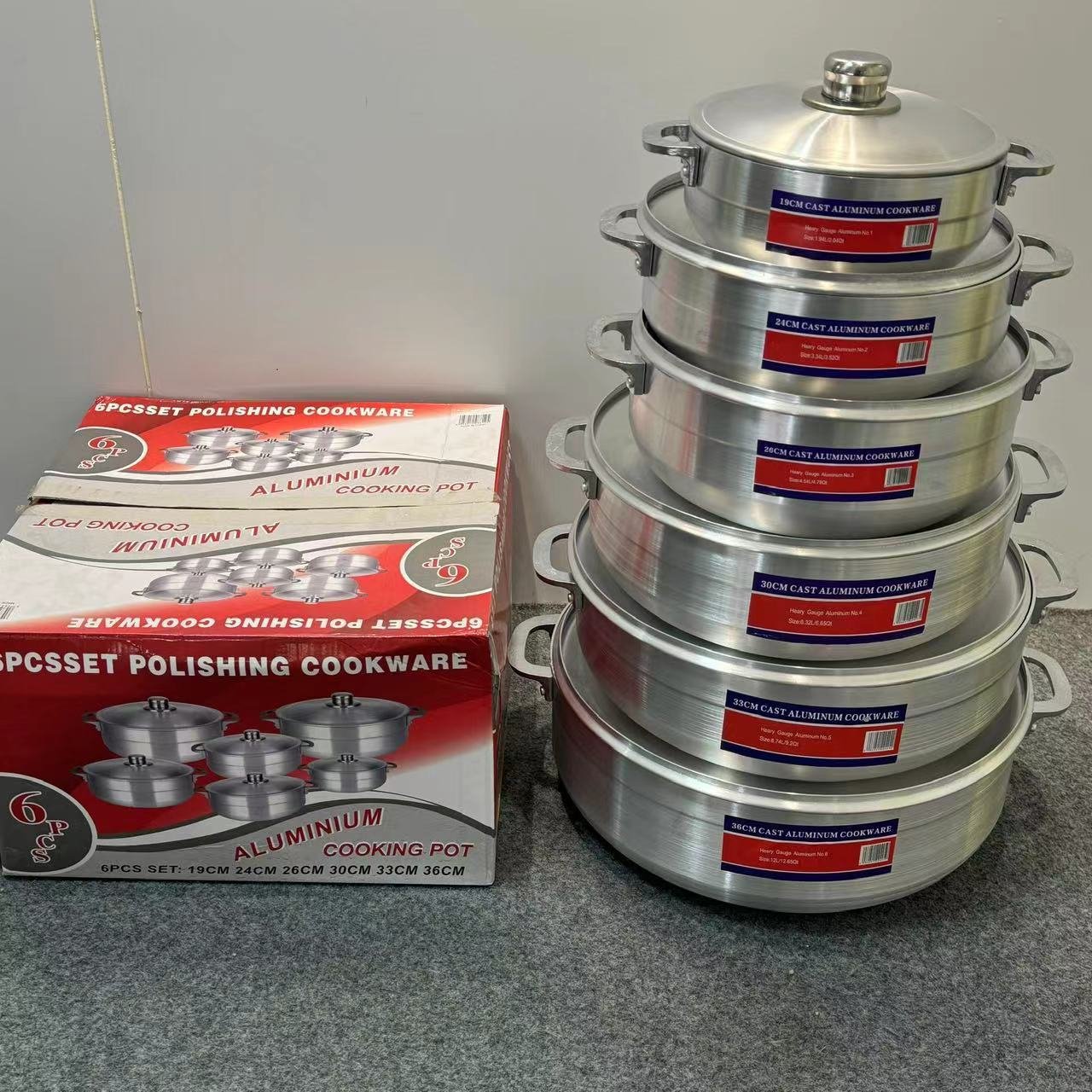 Classic 6pcs set Detachable Handle Cookware Set 19cm 24cm 26cm 30cm 33cm 36cm Home Use Multifunction Cooking Pot Sets
