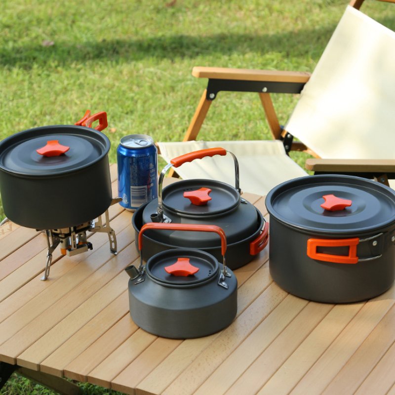 Hot Selling Camping Cookware Aluminium Alloy Folding Camping Cooking Set Camping Accessories