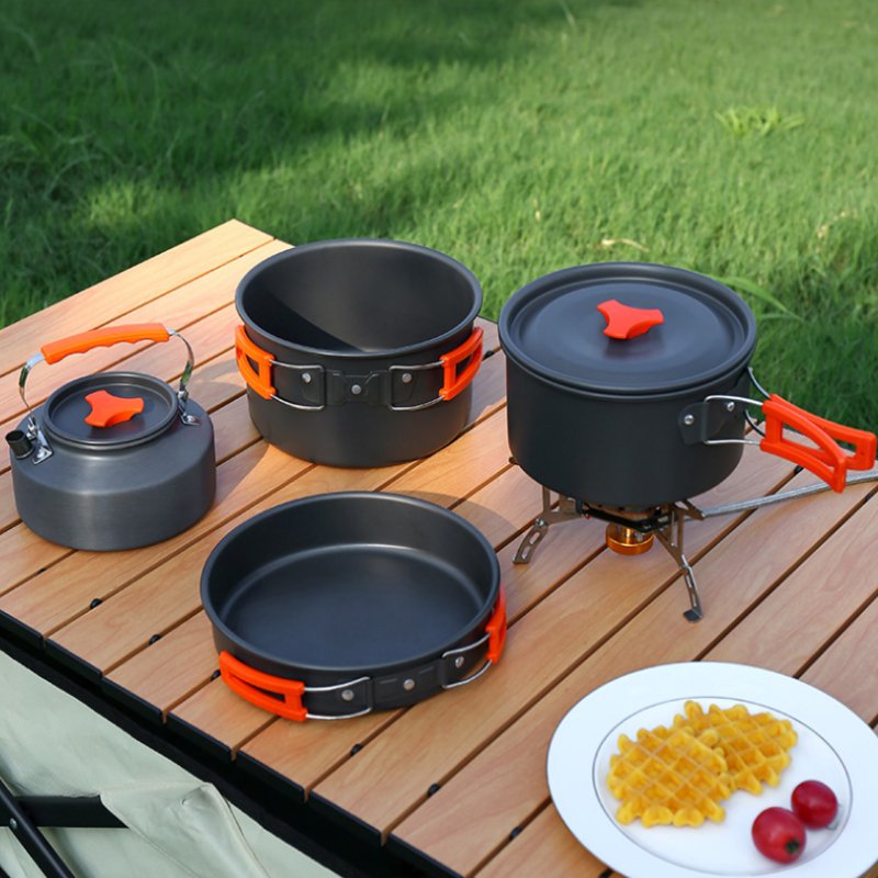 Hot Selling Camping Cookware Aluminium Alloy Folding Camping Cooking Set Camping Accessories