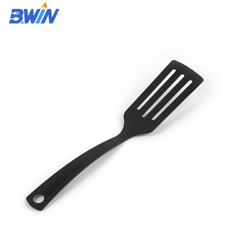 Kitchen Cooking Utensils Cookware Sets Heat Resistant Black Nylon Slotted Turner Spoon Tongs