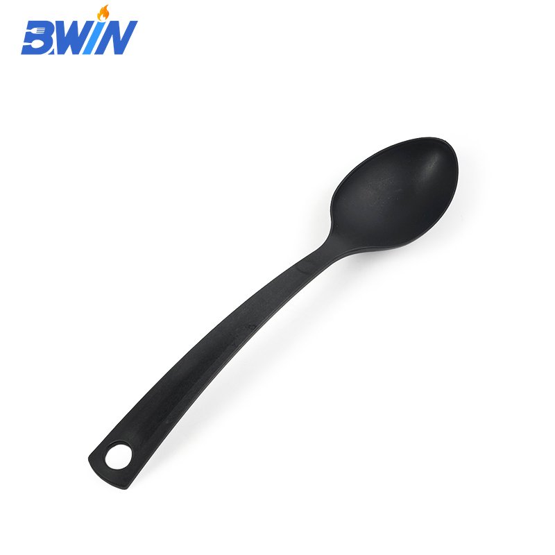 Kitchen Cooking Utensils Cookware Sets Heat Resistant Black Nylon Slotted Turner Spoon Tongs