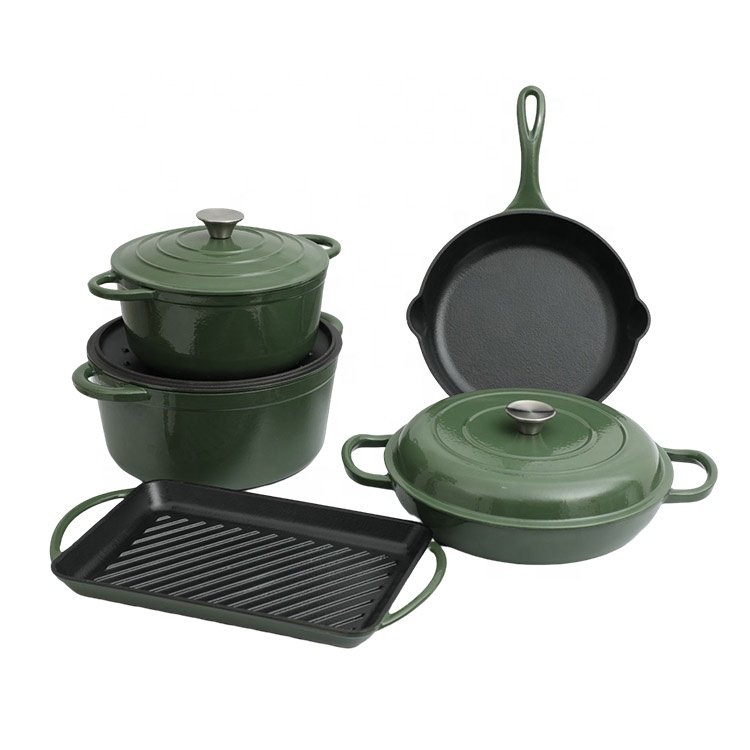 8pcs Wholesale Cookware With Cheap Price Cast Iron Enamel Kitchen Cookware Set Cooking Pot