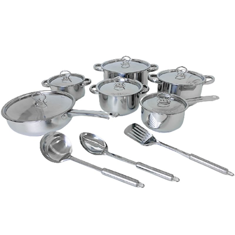 South Africa Stainless Steel Kitchen Cooking Pot Home Utensils Cooking Tools Set Pot 15pcs Cookware Set