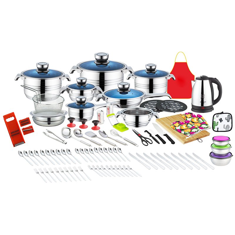 Hot sale Customized induction 102 PCS cooking pot sets stainless steel cookware set