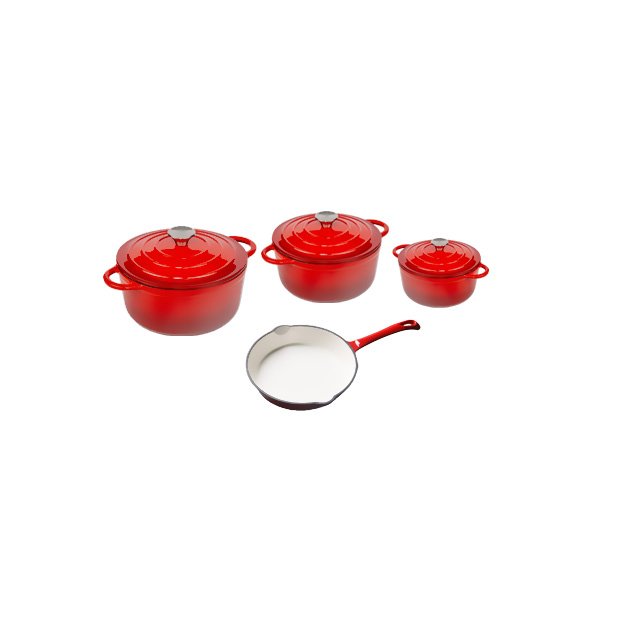 6Piece Enameled Cast Iron Casserole With Pan Cookware Set with Saute Skillet and Round Casserole For Home Kitchen Cooking