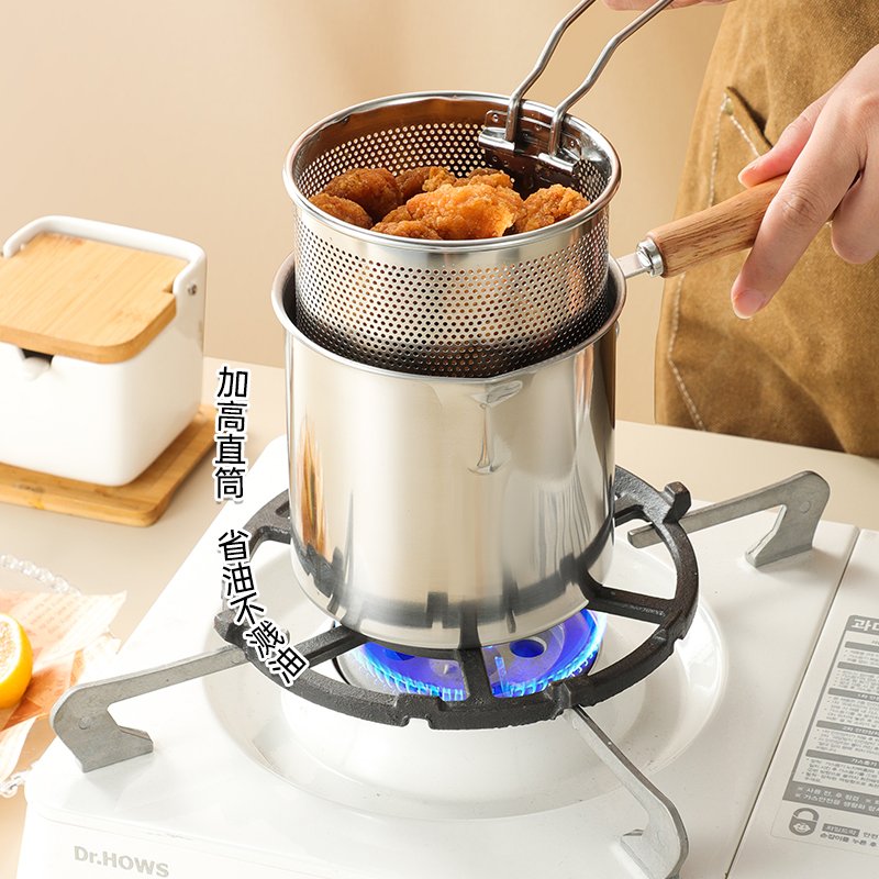 Stainless Steel Frying Pan Frying Basket Household Mini Oil Pan Temperature Controlled Deep Pot Kitchen Small Tool