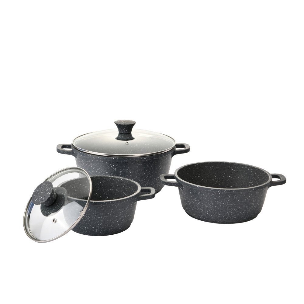 Die-casting Aluminium Medical Stone Coating Nonstick Kitchen Casserole Cookware Set