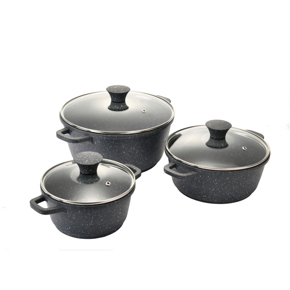 Die-casting Aluminium Medical Stone Coating Nonstick Kitchen Casserole Cookware Set