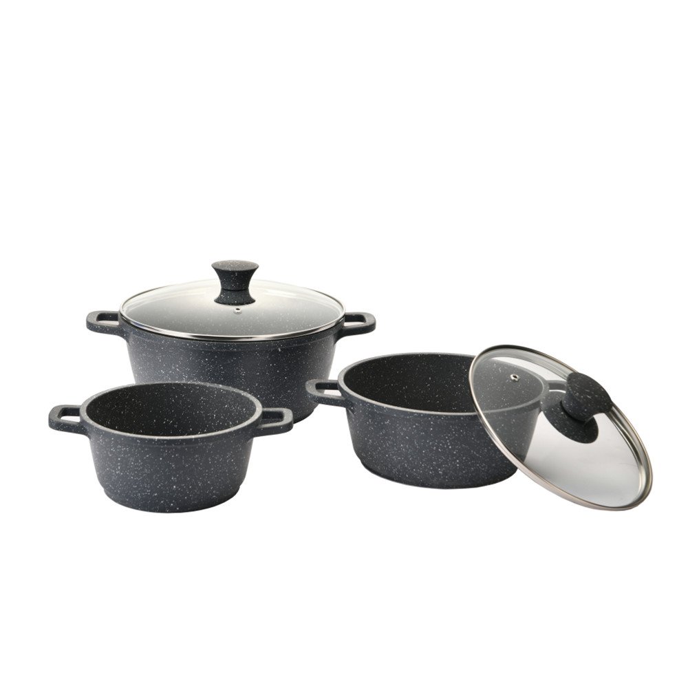 Die-casting Aluminium Medical Stone Coating Nonstick Kitchen Casserole Cookware Set