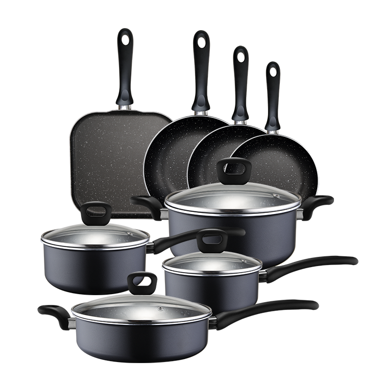Kitchen Non Stick Cookware Set Square Grill Pan Roller Coating Cooking Set Of Pots And Pans