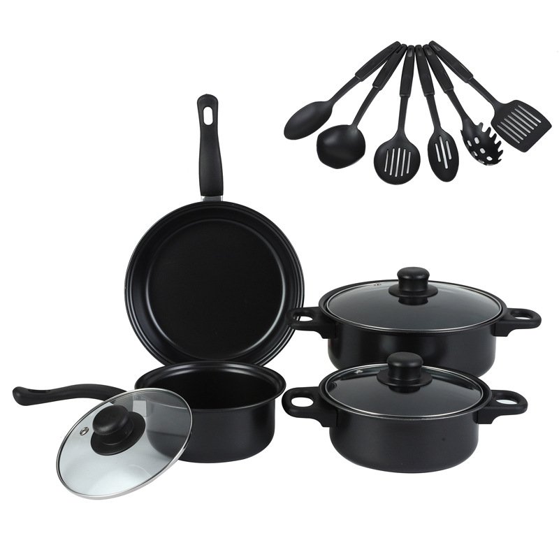 Popular Factory Cheap 13 Pcs Cooking Tool Set Soup Pot Fryer Pan Cookware Sets