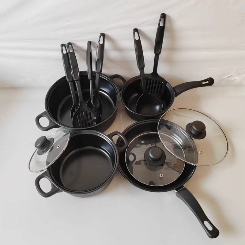 Popular Factory Cheap 13 Pcs Cooking Tool Set Soup Pot Fryer Pan Cookware Sets