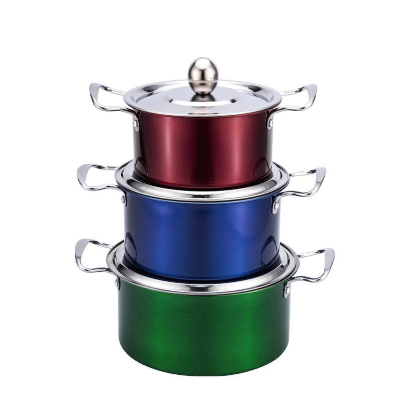 3pcs/set Stainless Steel Cooking Cookware Set Kitchen Daily Coloful Cookware Set