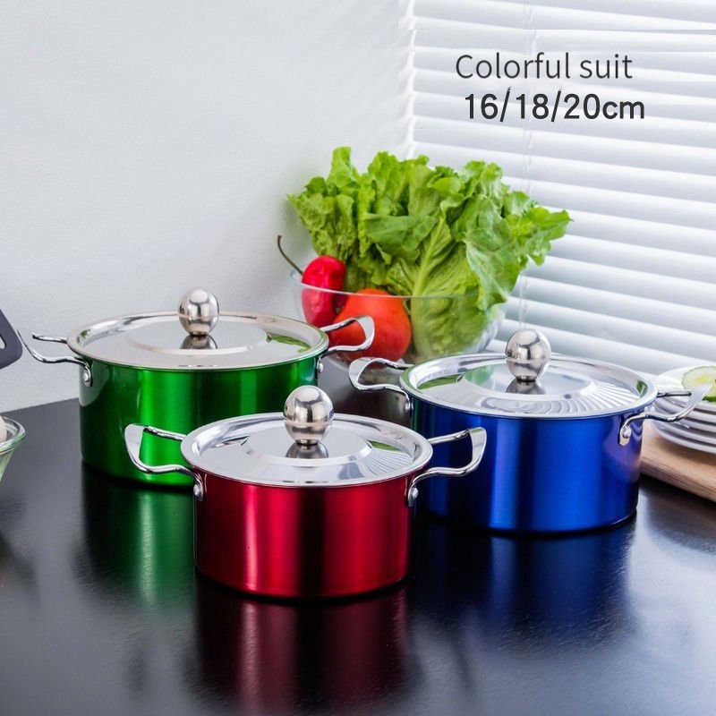 3pcs/set Stainless Steel Cooking Cookware Set Kitchen Daily Coloful Cookware Set