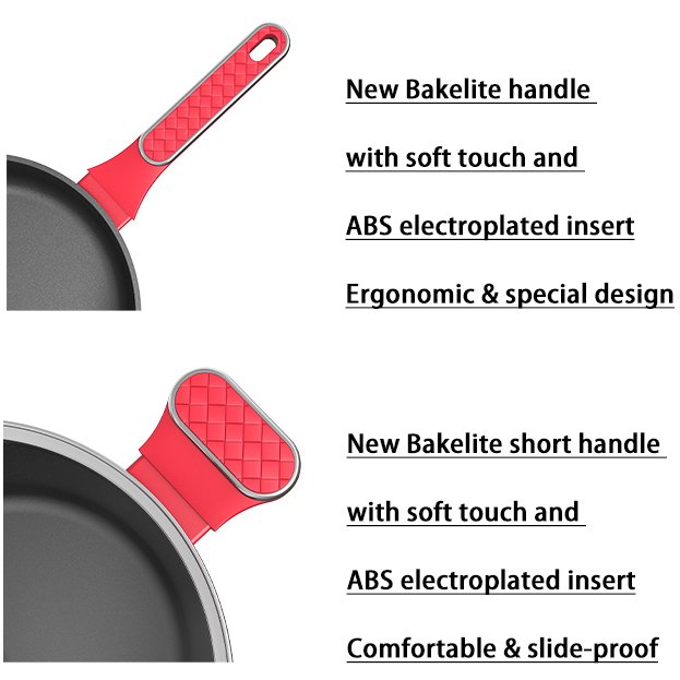 BESCO OEM Line Style Series 8PCS Forged Aluminum Cookware Set Cooking Pot Cookware Set with Nonstick Coating Red