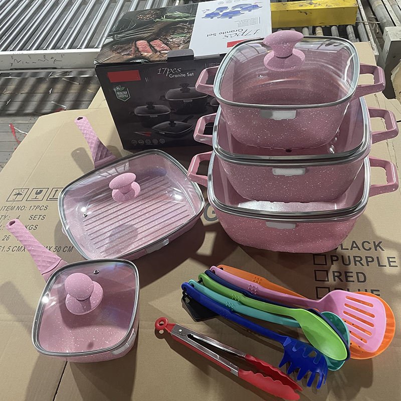 High Quality Die Cast Aluminum Cooking Pot Set Non-stick Cookware Marble Cookware Sets