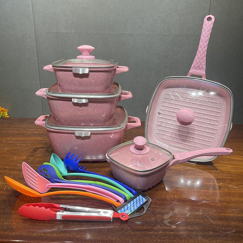 High Quality Die Cast Aluminum Cooking Pot Set Non-stick Cookware Marble Cookware Sets