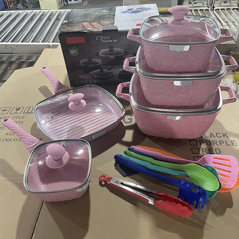 High Quality Die Cast Aluminum Cooking Pot Set Non-stick Cookware Marble Cookware Sets
