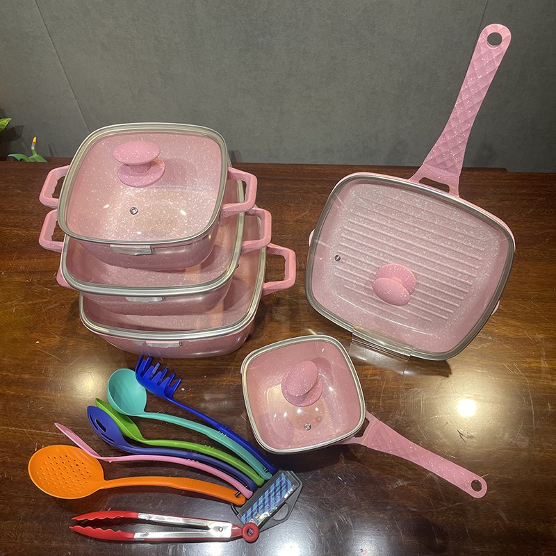 High Quality Die Cast Aluminum Cooking Pot Set Non-stick Cookware Marble Cookware Sets