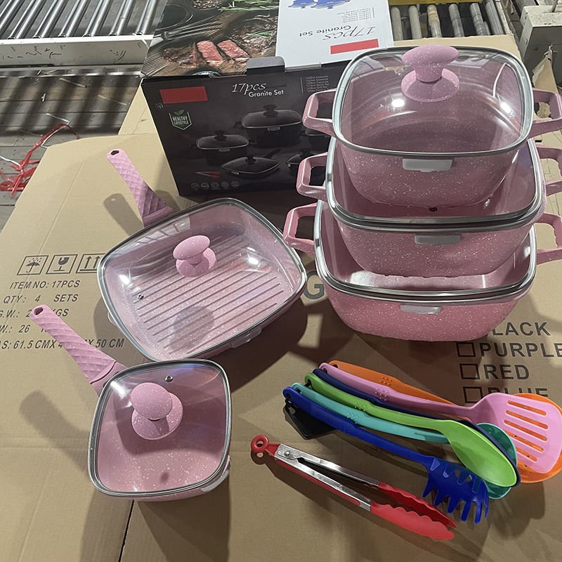High Quality Die Cast Aluminum Cooking Pot Set Non-stick Cookware Marble Cookware Sets