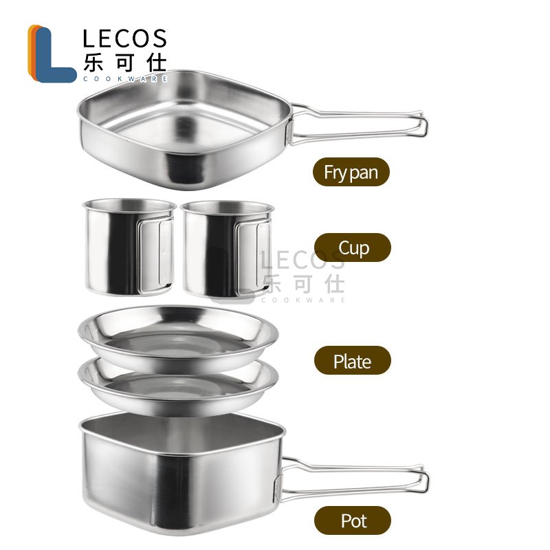 High Quality Convenient to carry Induction Stainless Steel Camping Cookware Sets