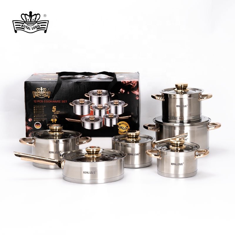 Hot Sale Royal Louis 12 Pcs Stainless Steel Cooking Pots And Pans Nonstick Kitchen Cookware Sets Pot Sets Kitchen Items