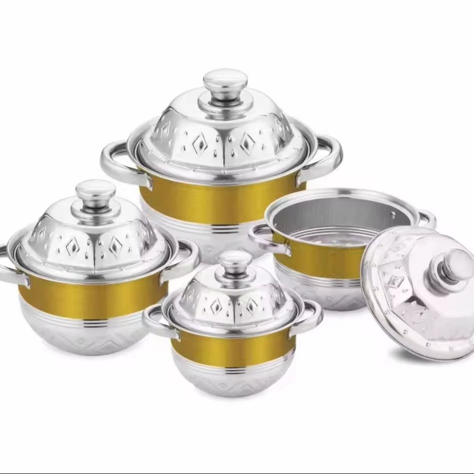 Home Kitchenware 8pcs Kitchen Cooking Pot Home Use 16+18+20+22cm Enamel Cast Iron Cookware Set