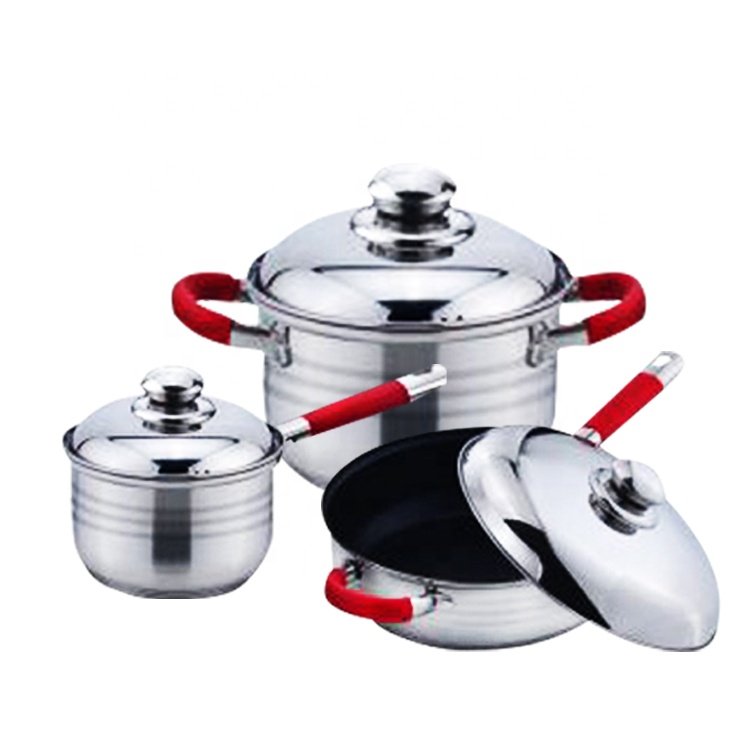 12Pcs belly shape stainless steel 201/304 cookware set induction pot and pan for home kitchen cooking