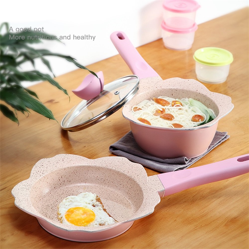 Flower Shape Milk Pan Frying Pan Mini Pot Non-stick Baby Food Cookware Set